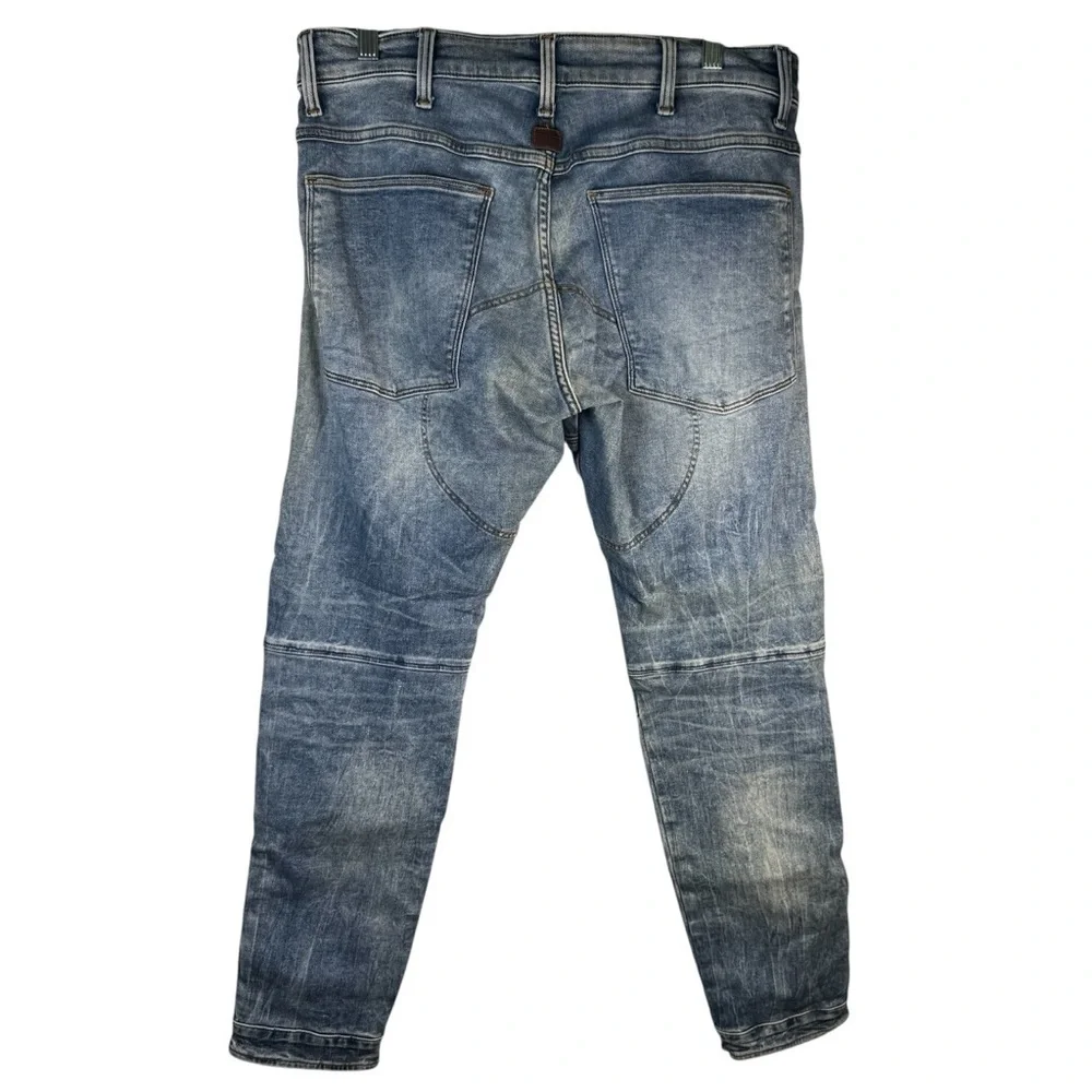 G Star Raw 5620 3D Super Slim Zip Knee Light Wash Faded Blue Jeans W33 L30